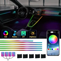 universal 64 color rgb symphony car ambient interior led sync rhythm acrylic guide fiber optic strip decoration atmosphere light