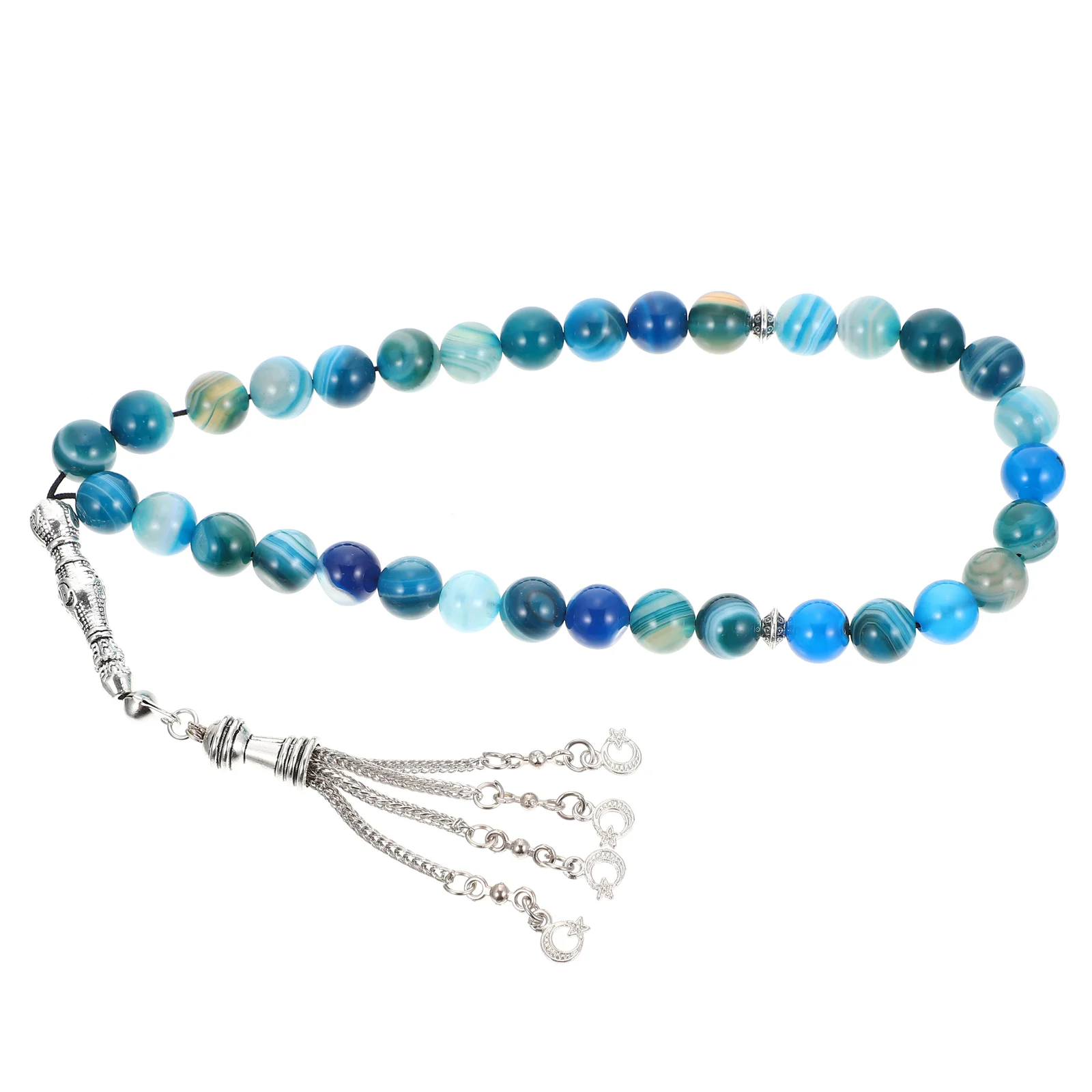 

Muslim Tasbih 33 Beads, Islam Prayer dhikr Beads Rosary Muslim Pilgrimage Agate Beads ( Sky- Blue )