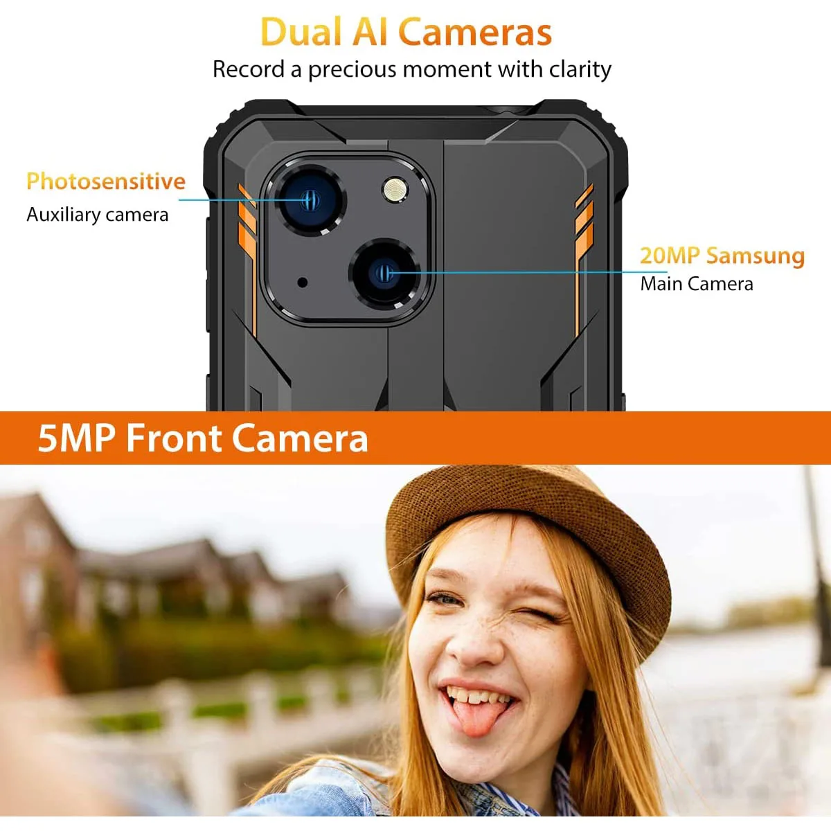 Oukitel WP20 Waterproof Smartphone 6300mAh IP68 Android Phone 5.93'' 4GB+32GB Mobile Phone 20MP Dual Cameras 4G Rugged Cellphone