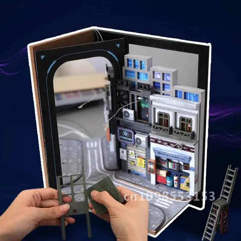 Креативный DIY деревянный книжный уголок полка вставка миниатюрные наборы