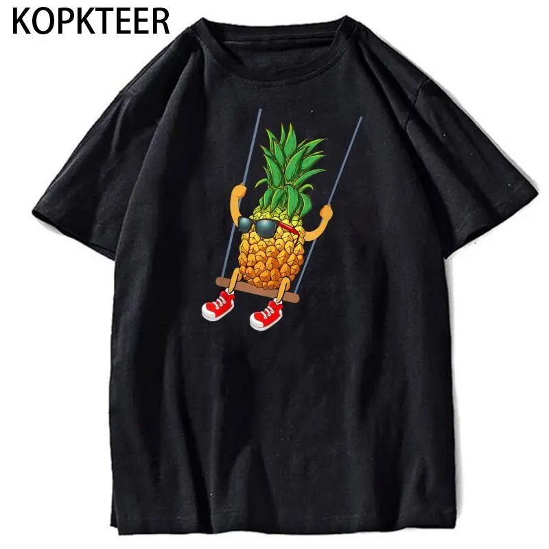 

Funny Swinging Pineapple Kawaii T Shirt Men Cotton Funny Harajuku T-shirt Short Sleeves Tees Streetwear Japanese Fashion Top