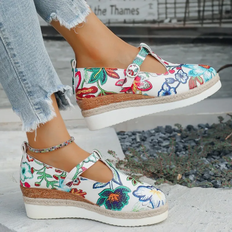 Сандалии ручной работы женская обувь сабо на танкетке большой размер 2024 женские