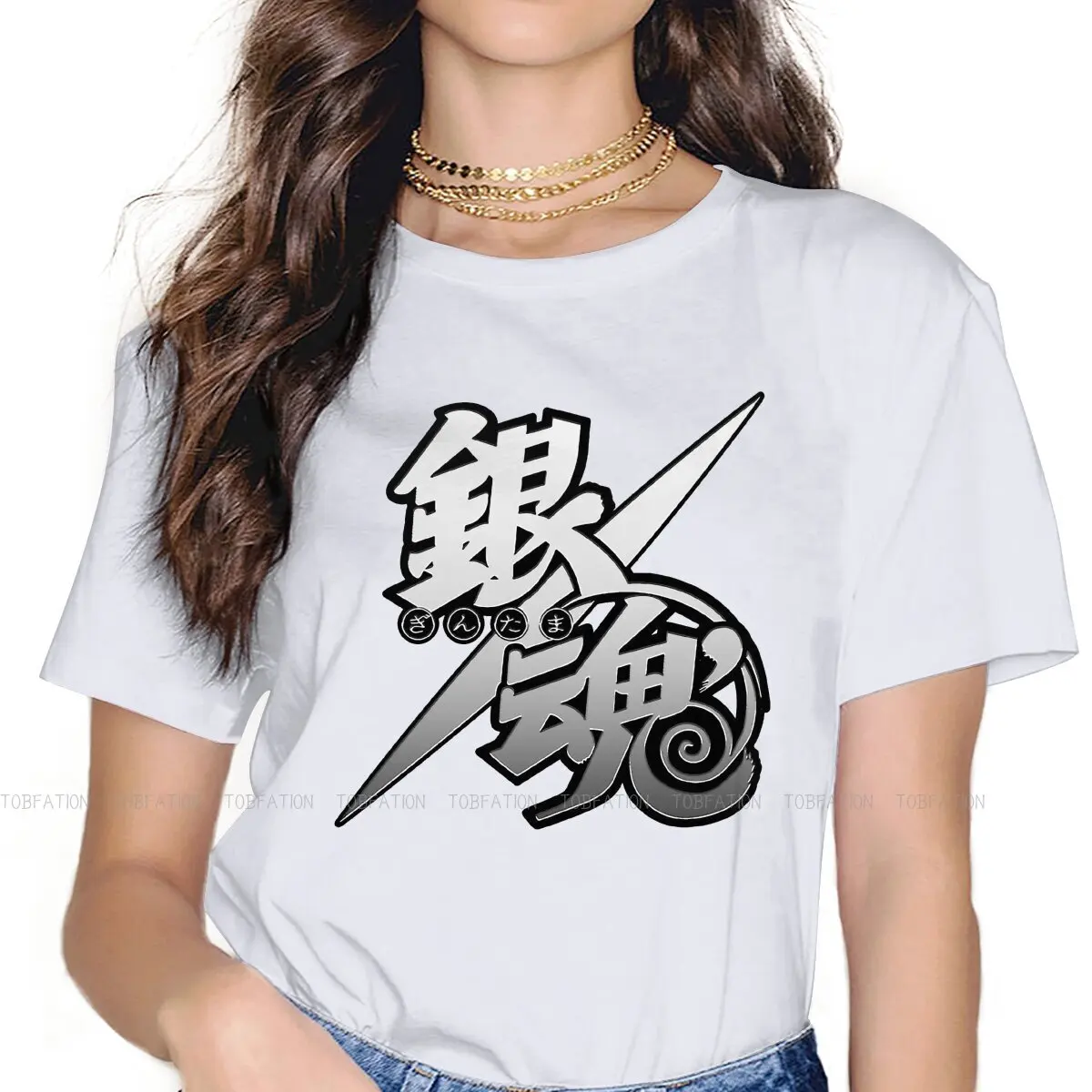 

Logo Feminine Shirts Gintama Kagura Anime T-shirt Harajuku Vintage Female Top