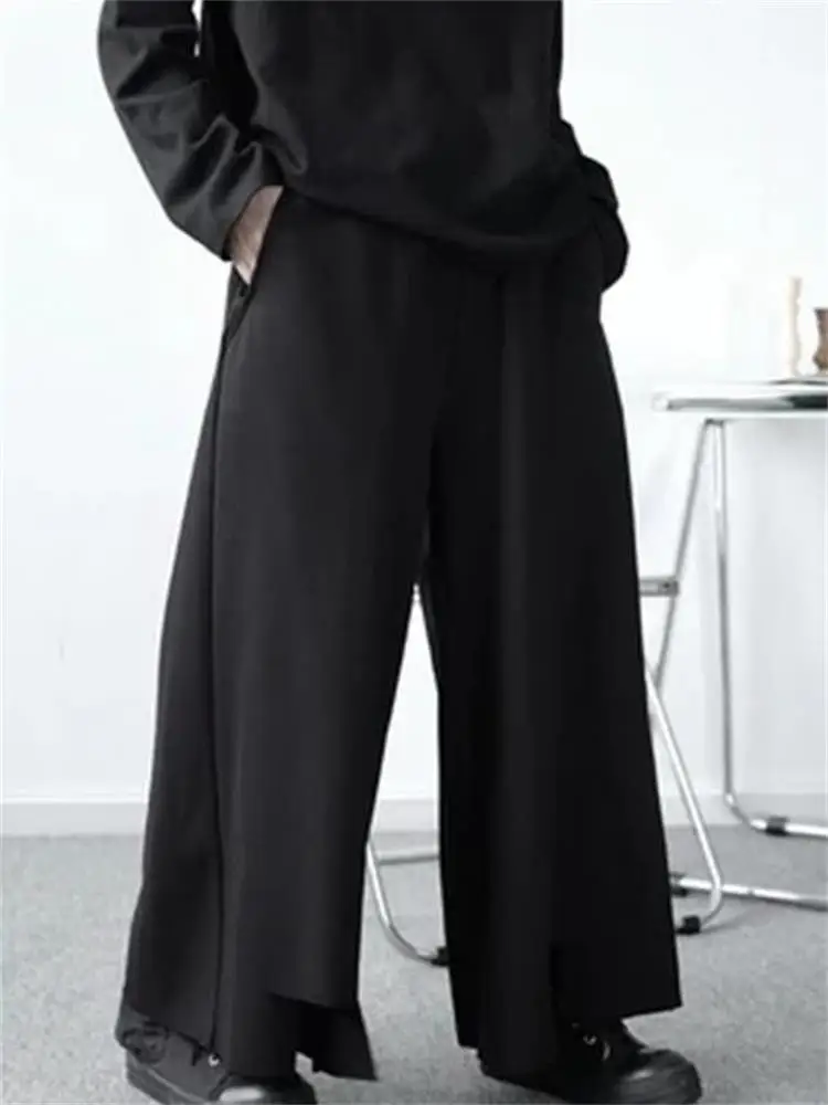 Men's Wide Leg Pants Spring And Autumn New Fashion Non-Mainstream Personality Double Fashion Splicing Leisure Large Size Pants