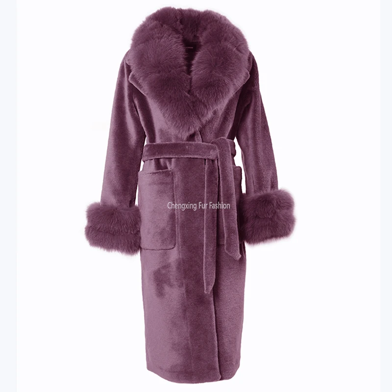 Женское модное бутиковое пальто из искусственной овечьей шерсти с большим