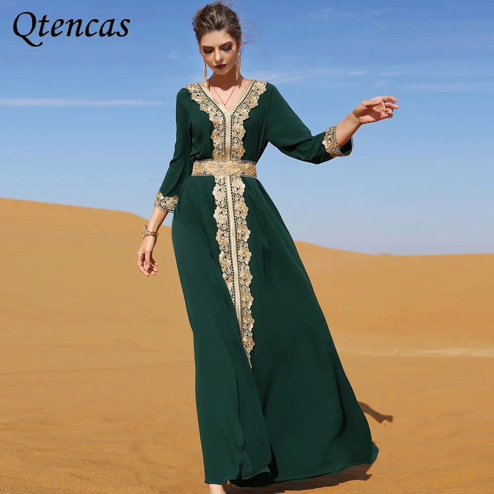 Платье-кафтан с вышивкой в марокканском стиле, мусульманские модные Абайи для женщин, Дубай, абайя, Турция, Исламская одежда, вечерние плать...