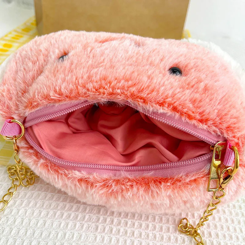 New Funny Red Watermelon Coin Bag Women Plush Small Bag Fashion Girls Chain Small Phone Bags