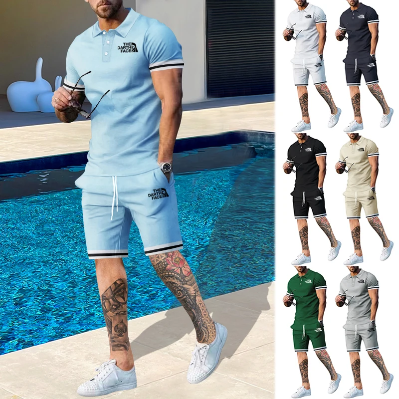 Summer Men's Brand Short Sleeved T-shirt Shorts POLO Casual Set Trend Fashion Suit High-quality Sports Outdoor Two-piece Set