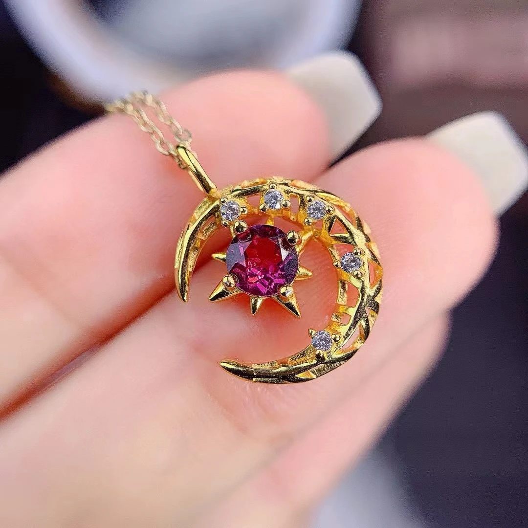 KJJEAXCMY Ювелирные изделия из натурального граната женский кулон чистого серебра S925