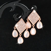leeker classic opal hanging earrings for women gold silver color wedding accessories bridal jewelry 2022 earrings 2022 262 lk6