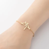 new design stainless steel romantic silver womens link paper crane origami charm bracelet funny gold chain charm bird bracelet