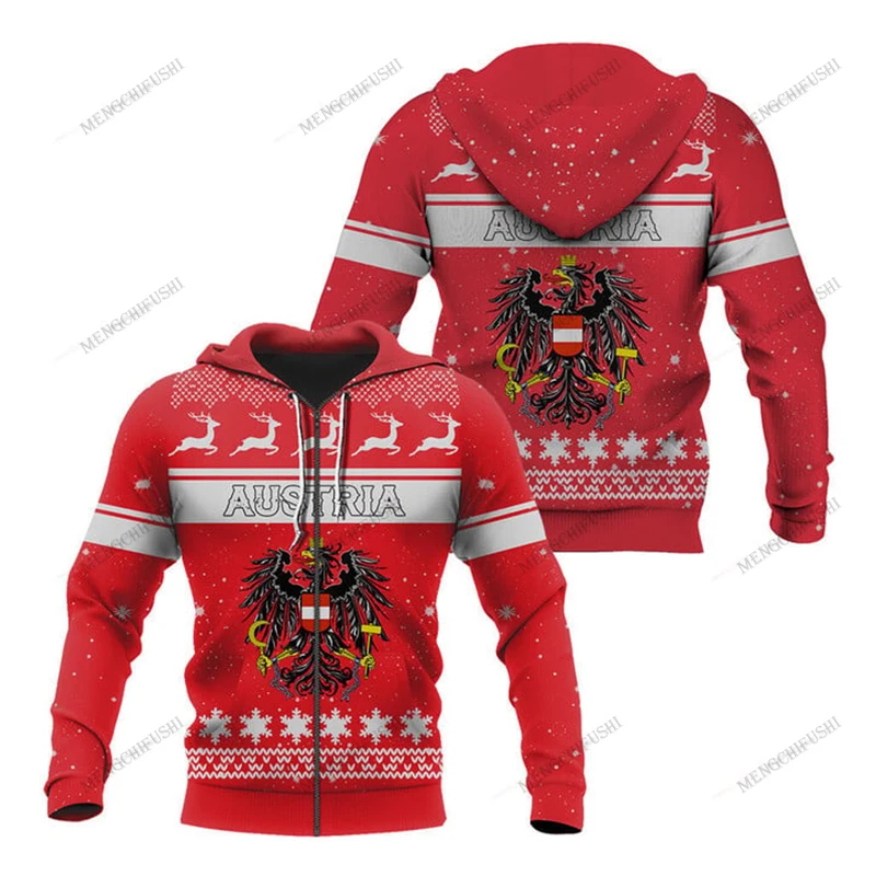 Пользовательское имя эмблема Австрии рождественские толстовки из полиэстера