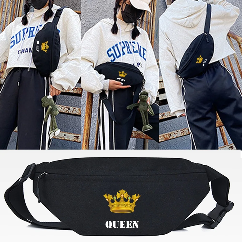 

Waist Bag Fashion Chest Bag Golden Crown Print Men Women Crossbody Shoulder Packs Money Bags Travelling Mountaineering HandBags