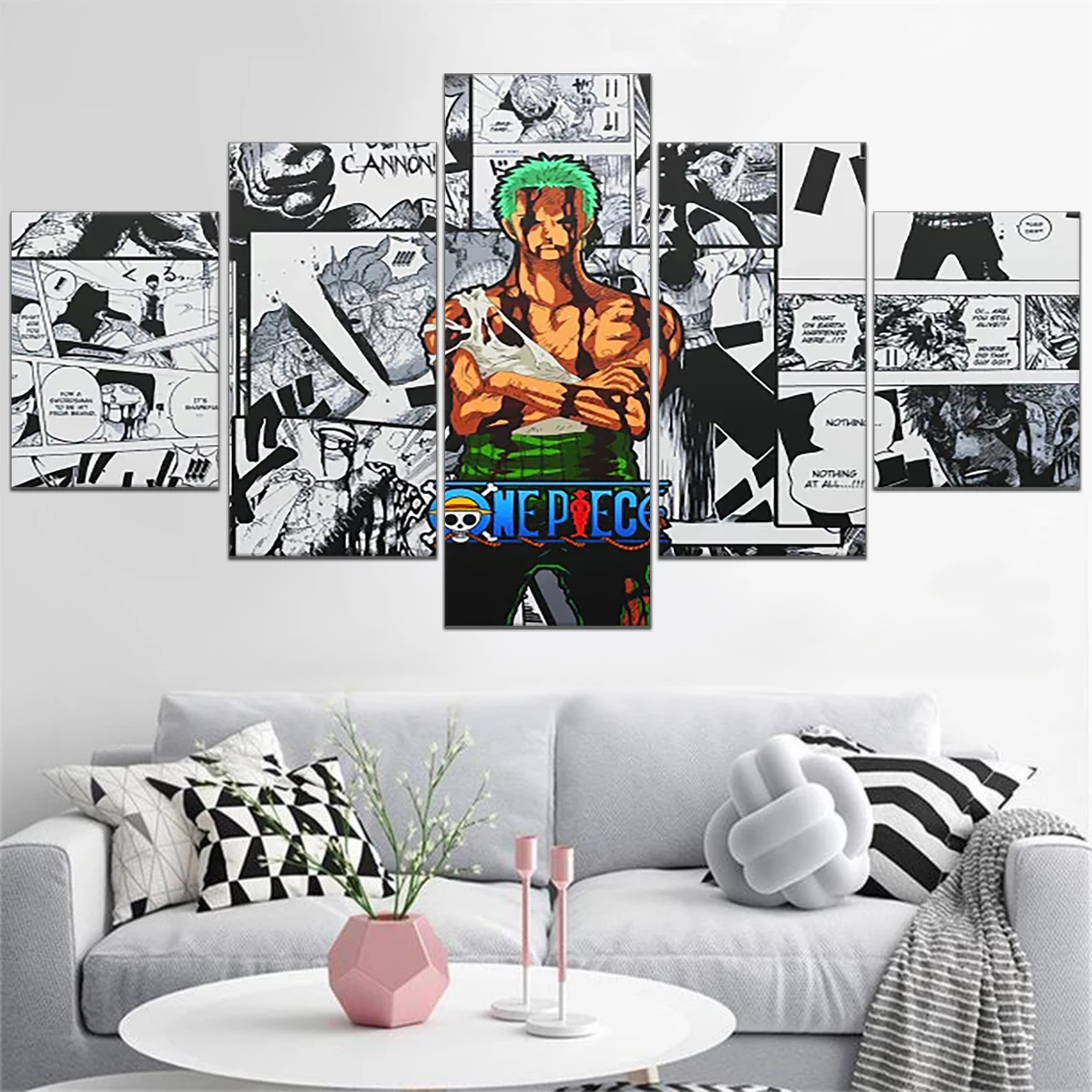 

5 Piec One Piece Canvas Paintings Anime Posters Roronoa Zoro Pictures Modern Wall Art For Home Decoration Modular Living Room