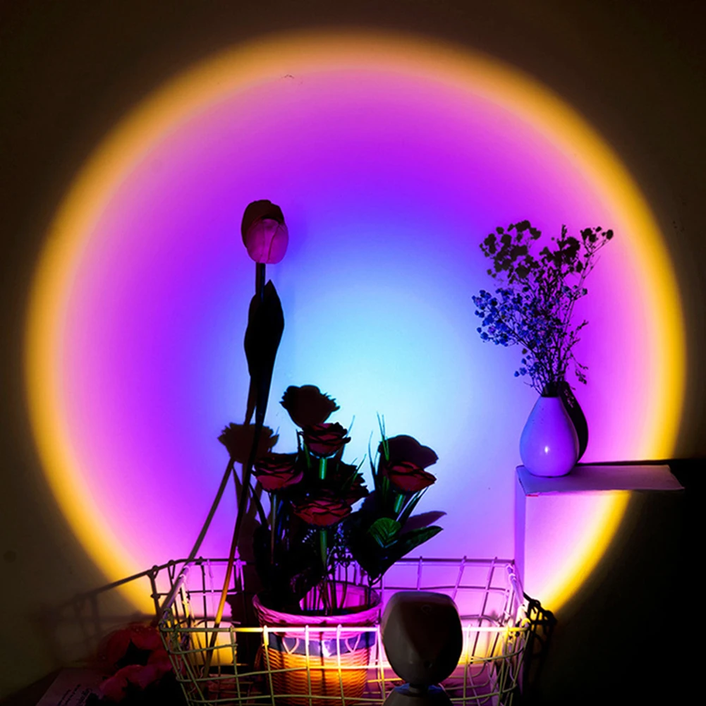 

Светодиодная проекционная лампа С закатом, радужная атмосфера, ночник, искусственный закат, фон для дома, кофейни, Настенный декор, настольн...