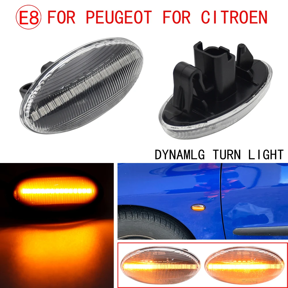 2 шт. Динамический светодиодный боковой маркер, потоковый светодиодный сигнал поворота, светильник последовательный указатель поворота для Peugeot, Citroen, Toyota, Aygo, 6325G3