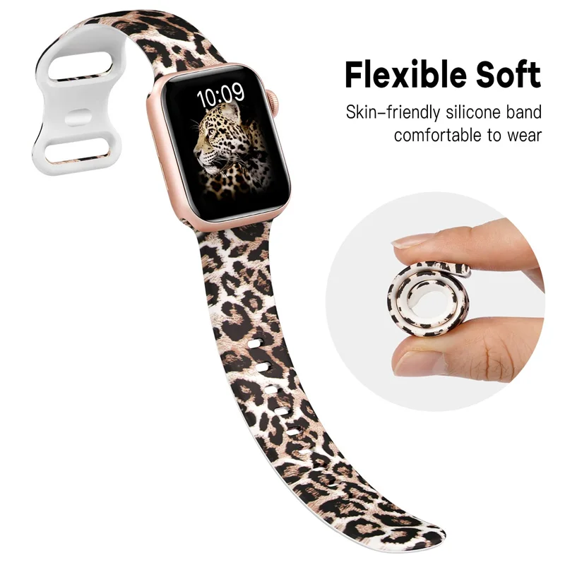 Leopard Strap For Apple Watch ultra band 49mm 44mm 40mm 38mm 42mm Printed Sport Silicone bracelet iWatch series 8 3 4 5 6 se 7