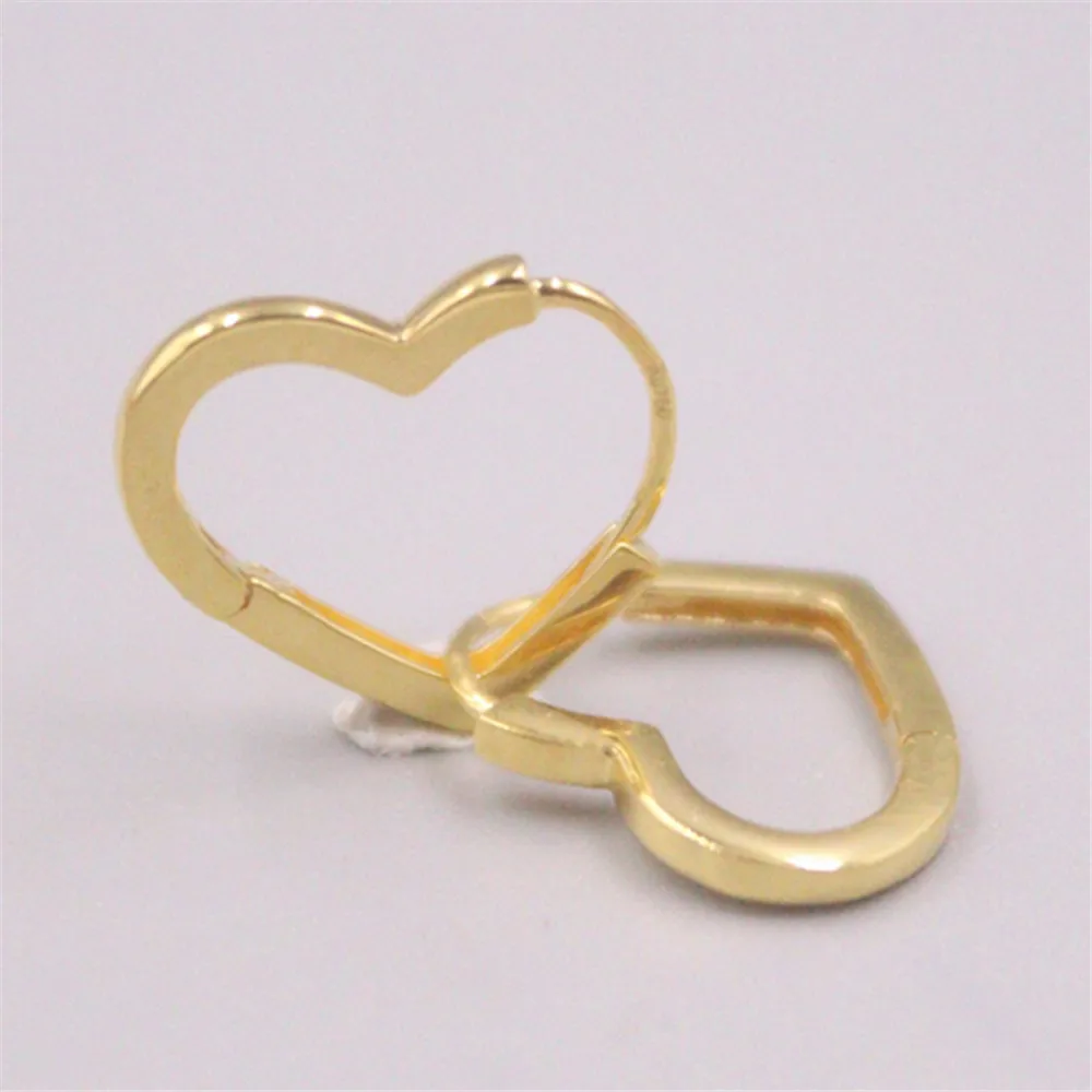

Pure Solid Au750 18K Yellow Gold Women Lucky Heart Earrings Hoop 1-1.2g