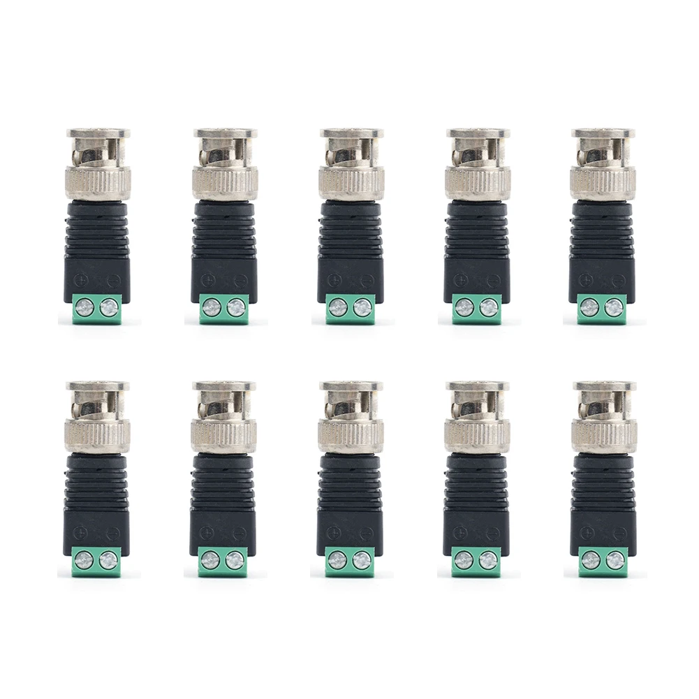 

10pcs Security Adapter Extender Zinc Alloy No Welding Accessories Straight Video Connector Camera Surveillance Plug Q9 BNC Male