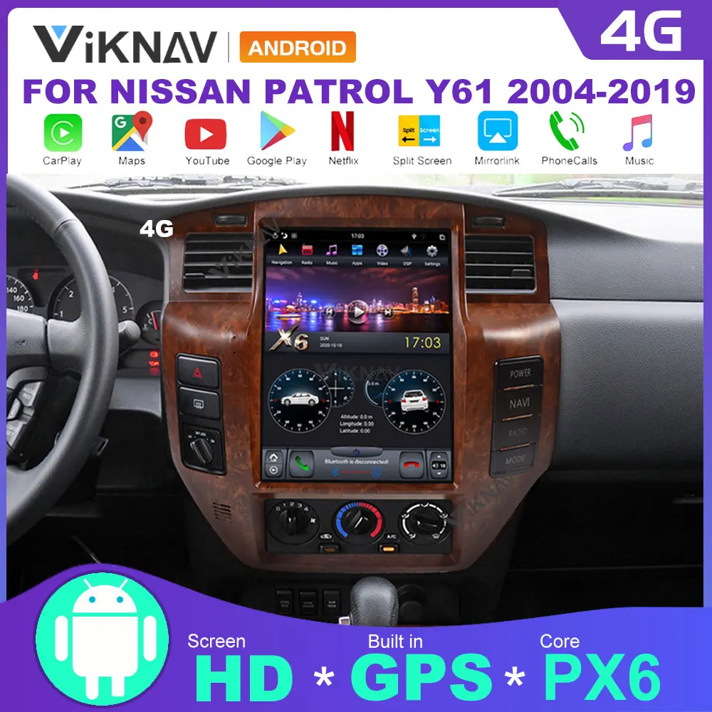 

Автомагнитола 2 din на Android для NISSAN патруль Y61 2004-2019 стерео Автомагнитола с вертикальным сенсорным экраном головное устройство мультимедийный плеер