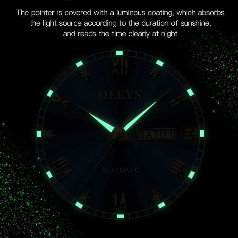 OLEVS New Luxury Lover Watches Fashion Waterproof Automatic Mechanical Watch for Men and Woman Couple Watch Lover's Wristwatch