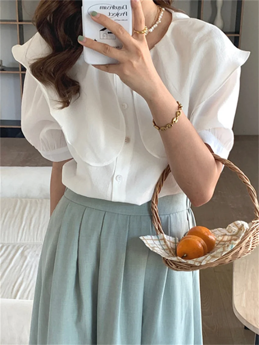 

HziriP Gentle Women Summer Tops Normcore Chic 2022 Solid OL New Hot Sale Short Sleeve Office Lady Slim Loose Casual Mujer