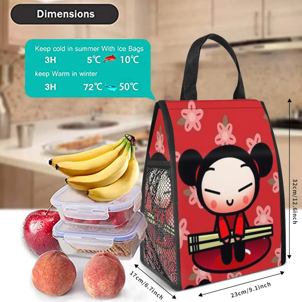 Изолированная сумка для обеда с милым рисунком Pucca Garu женщин многоразовый