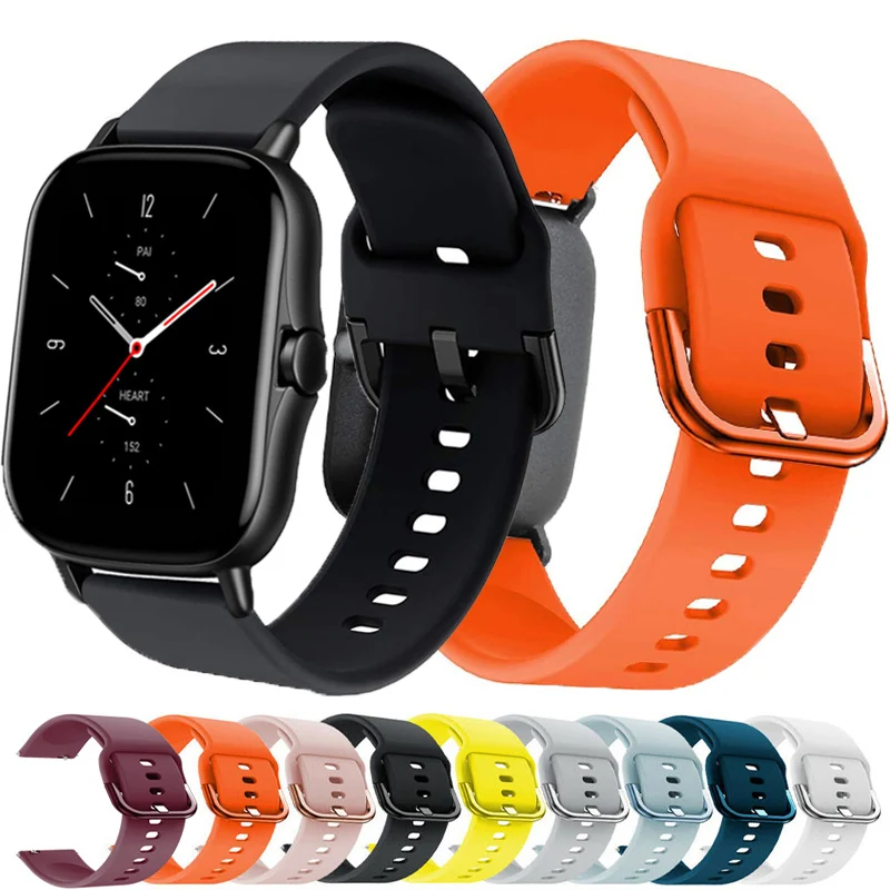 Фото Ремешок 20 мм/22 мм для Amazfit GTS/4/2/2e/GTS2 Mini/GTR 3/Pro/47mm/GTR2/2e/stratos 2, спортивный силиконовый браслет, ремешок для часов Amazfit bip №2