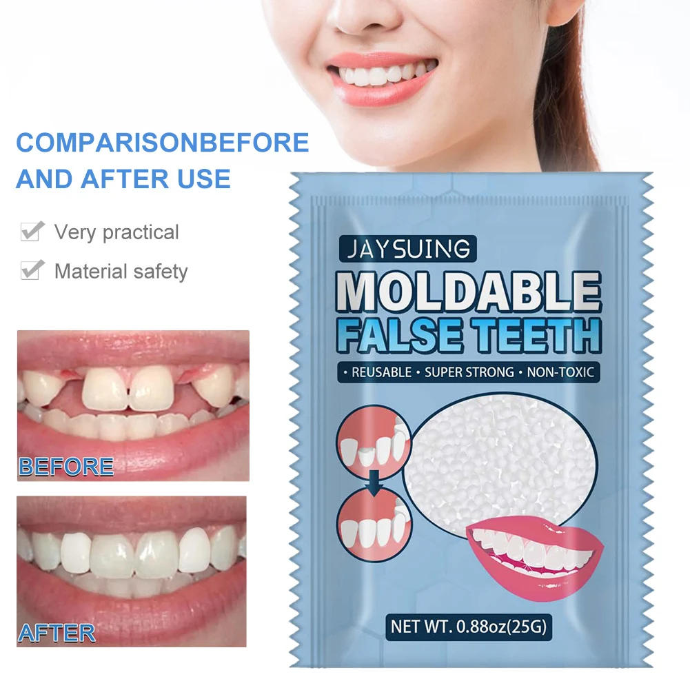 

Resin False Teeth Solid Glue Temporary Tooth Repair Beads Kit Denture Missing Broken Teeth Dental Tooth Filling Adhesive Makeup