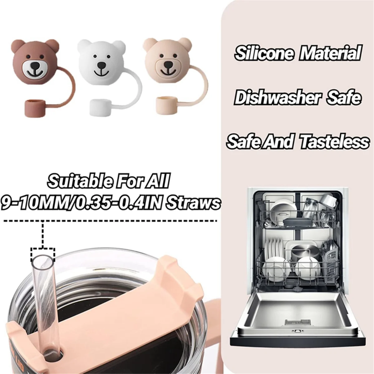 3 шт. соломенный чехол для Кубков Стэнли защитный соломы милого медведя