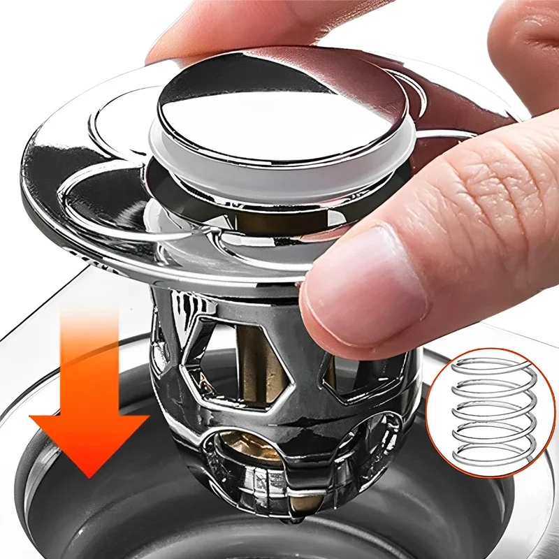 

Universal Sink Drains Stainless Steel Pop-Up Bounce Core Basin Drain Filter Hair Catcher Sink Strainer Bathroom Bathtub Stopper