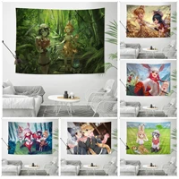 kemono friends chart tapestry hippie flower wall carpets dorm decor home decor