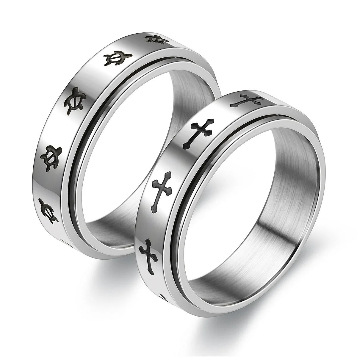 

Dropshipping Classic Men Swivel Ring Decompression Accessories Cross Stainless Steel Wedding Casual Sports Jewelry