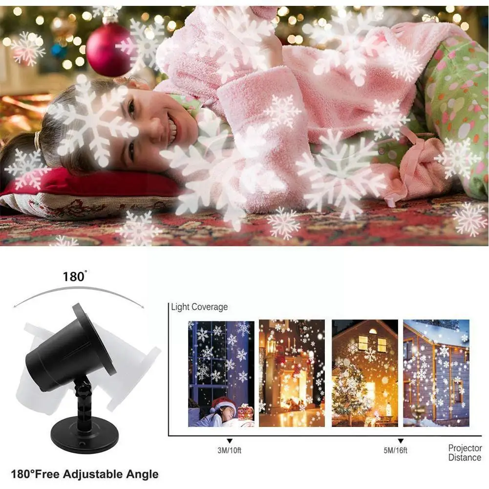 

Рождественская проекционная лампа в виде снежинки, уличная светодиодная лампа, проектор в виде снежинки, подходит для дома, новогодние укра...