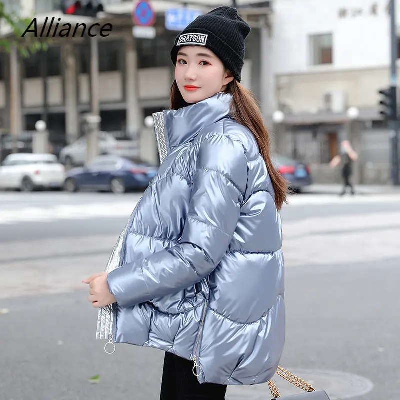 

Shiny Down Jacket Women Thickened 2023 New Women's Korean Fashion Bread Jacket Stand Collar Thickened Parkas Women's Clothing