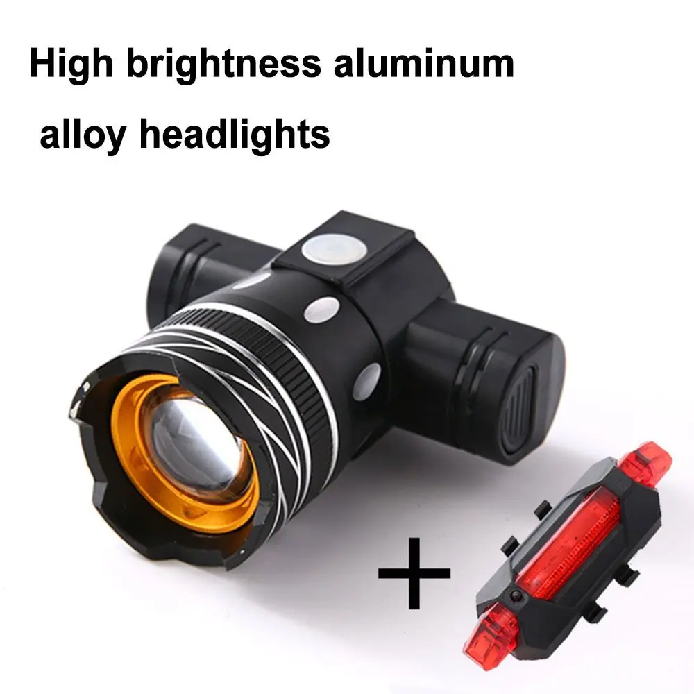 

Zoom 360-Degree Rotatable USB Rechargeable Riding Light T6 LED Bike Lights Bicycle Headlight Rear&Front Lights