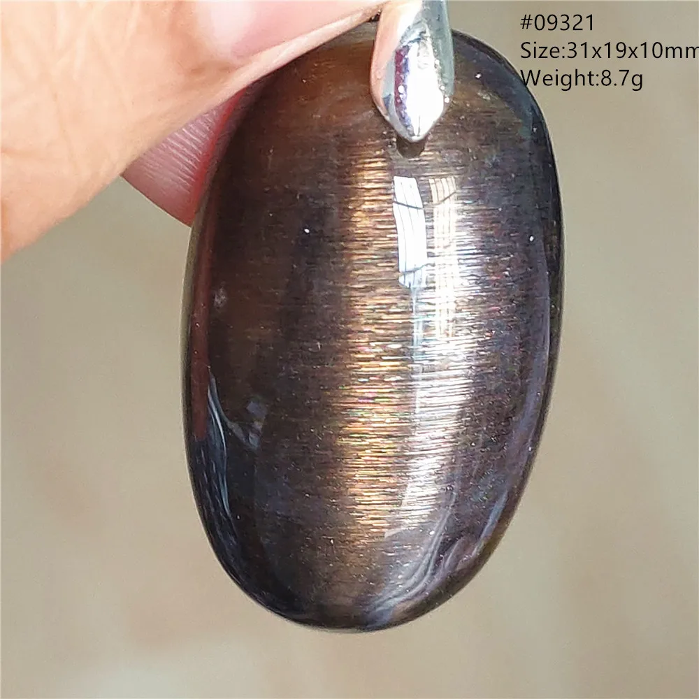 Подвеска из натурального черного лунного камня оранжевого цвета женская