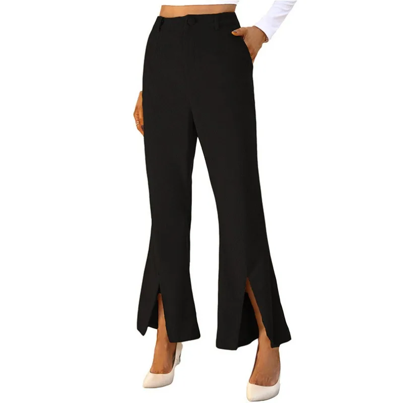 

Брюки Женские весна-осень 2023 новые Брюки с высокой талией однотонные вельветовые свободные Брюки с разрезом Брюки