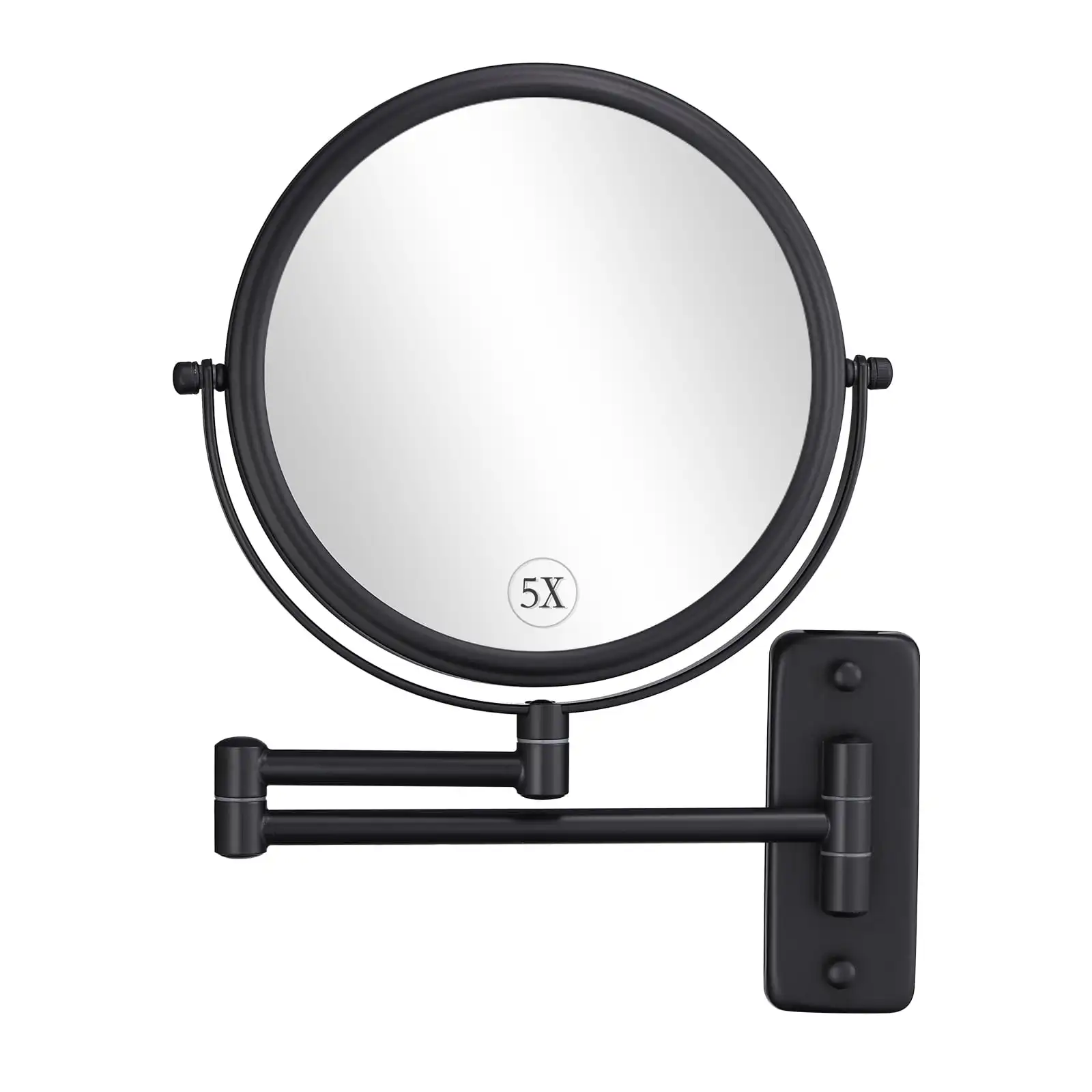 

Wall Mount Makeup Mirror, 1X/5X Magnification Mirror, Black