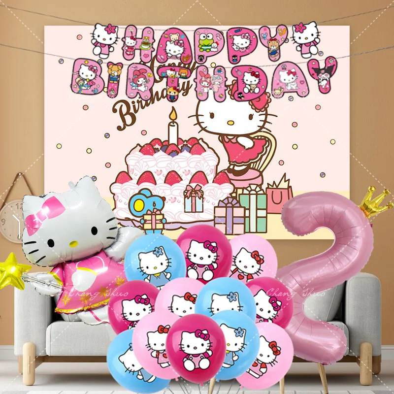 Мультяшный фон HelloKittySanrio тканевый воздушный шар милый фотографический реквизит