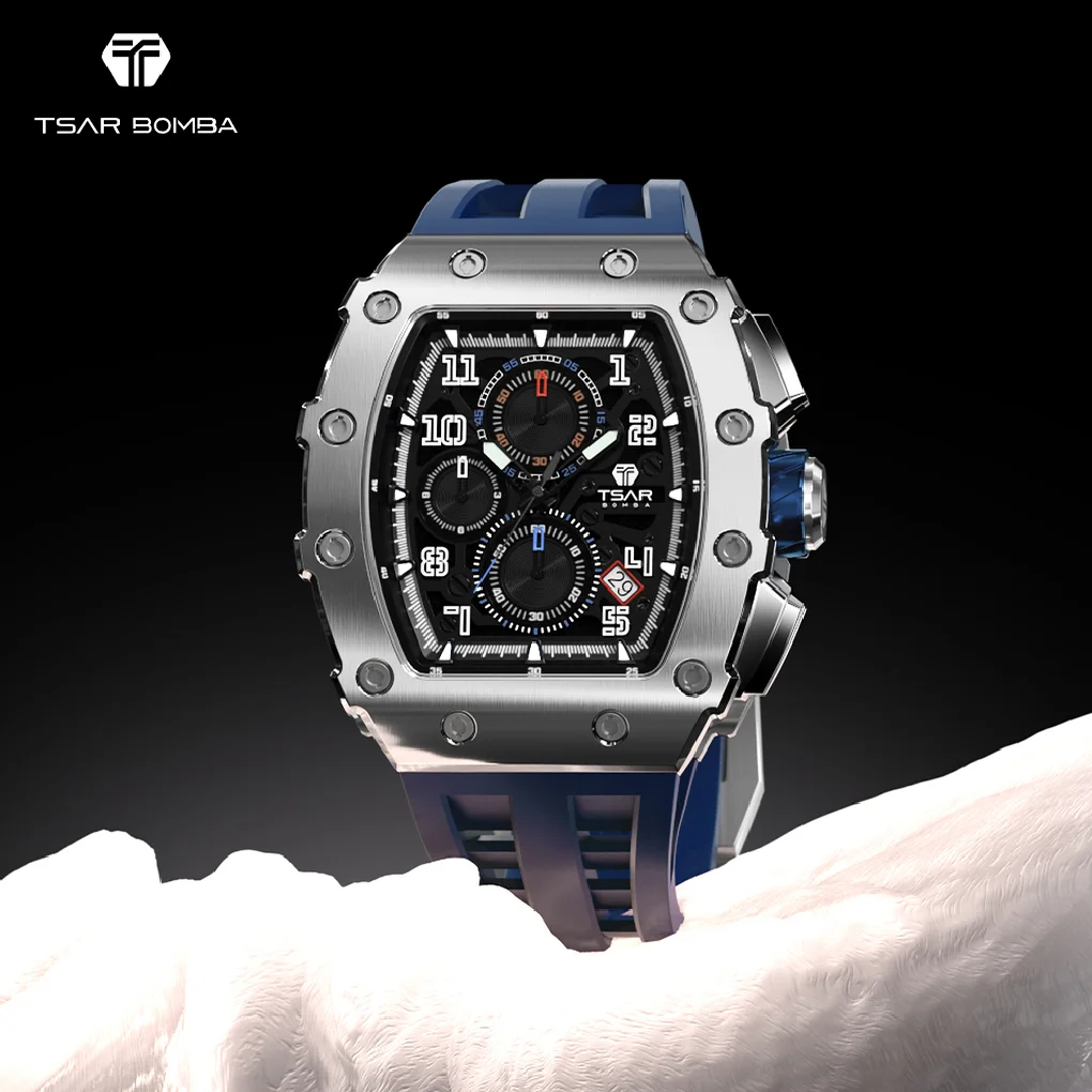 

Mens Watches Top Brand Luxury TSAR BOMBA 5ATM Waterproof Date Clock Fashion Sport Watch Men Quartz Wristwatch Relogio Masculino