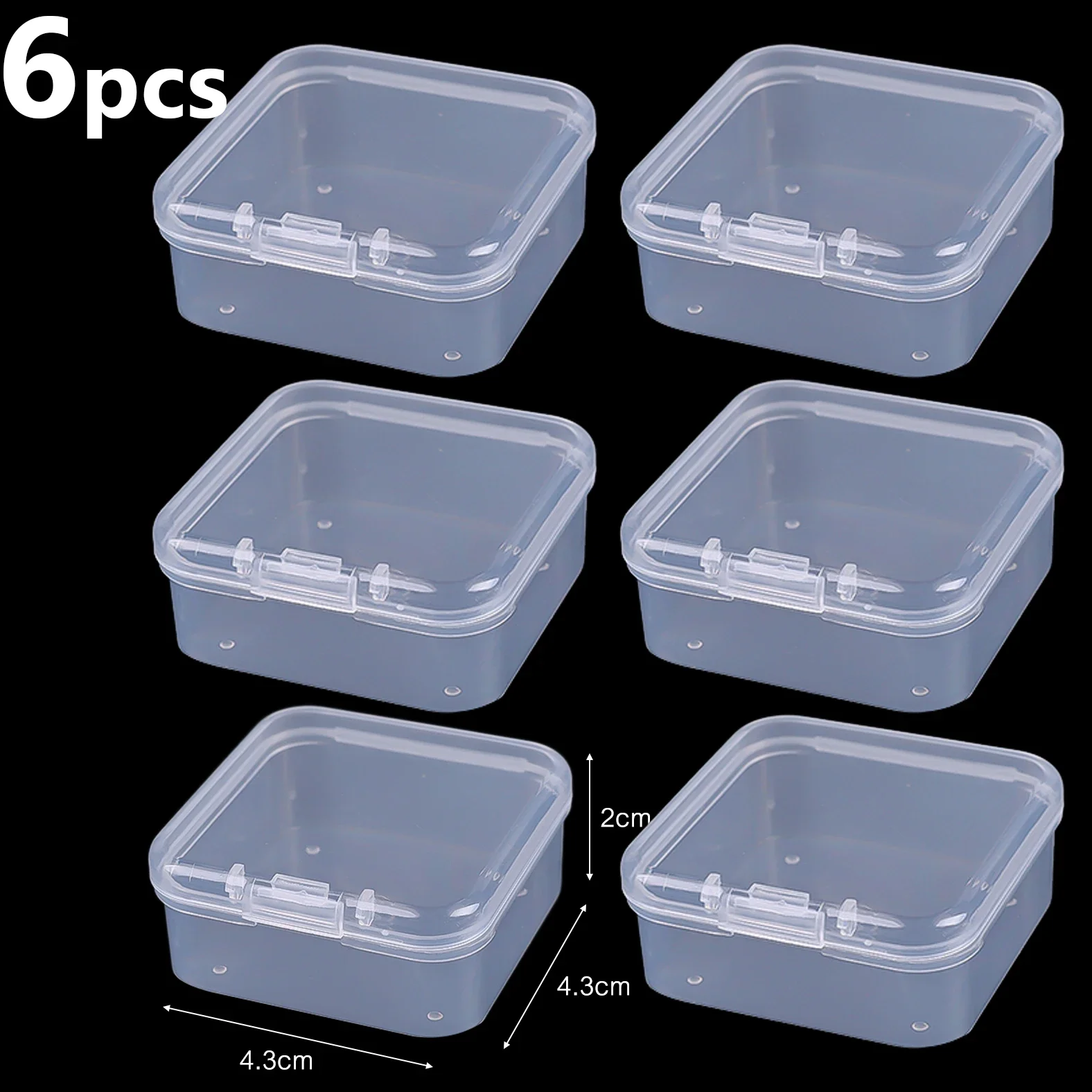 

Коробка для хранения из прозрачного пластика, контейнеры с крышками большого и маленького размера, 6 шт., пустые навесные маленькие коробки для бижутерии «сделай сам», для банковских карт