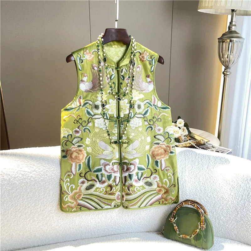 Женский жилет с вышивкой в китайском ретро-стиле