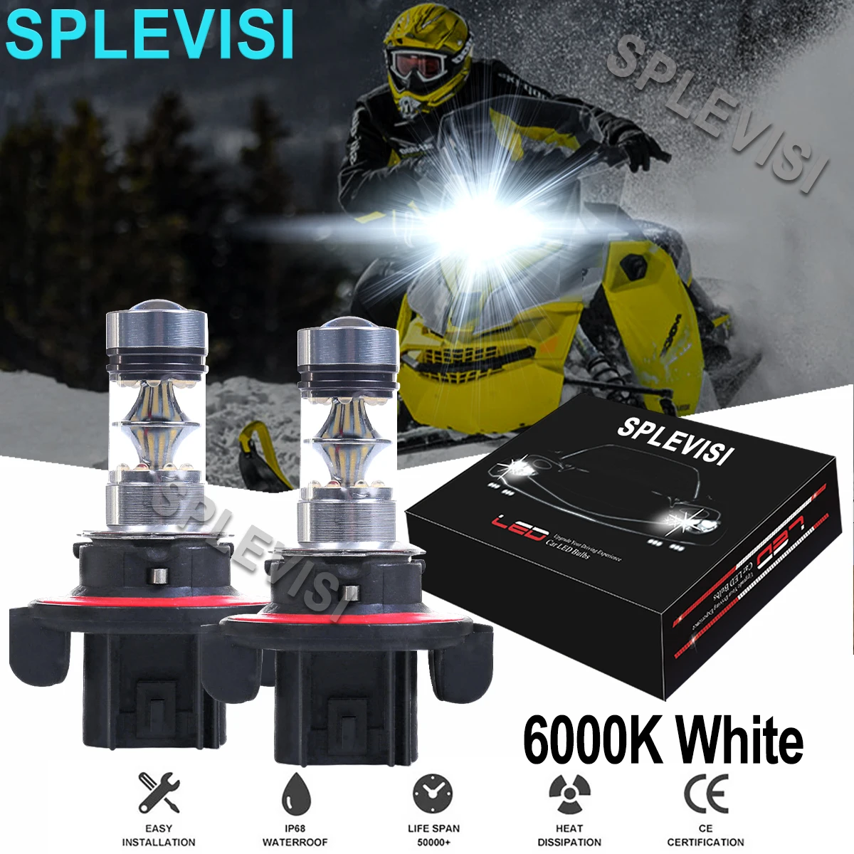 1x 100W 6000K Bright White Headlight Bulbs For Ski Doo Skandic Gen 4 900 2021 Freeride Gen 4 850 Skidoo 2018 2019 2020 2021 2022