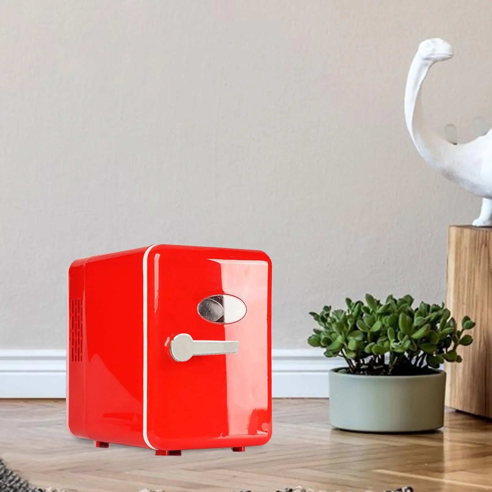 

6L Skincare Mini Fridge Portable Refrigerator UK 220V Plug 9.5x9x6.7inch Lightweight Red for Storing Small Food Items and Drinks