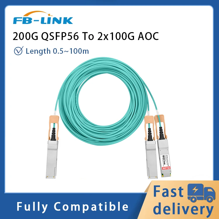 

FB-LINK 200G AOC QSFP-DD to 2x100G Active Optical Fiber Cable SFP Module OM3 Active Optical Cable LSZH compatible with Mellanox