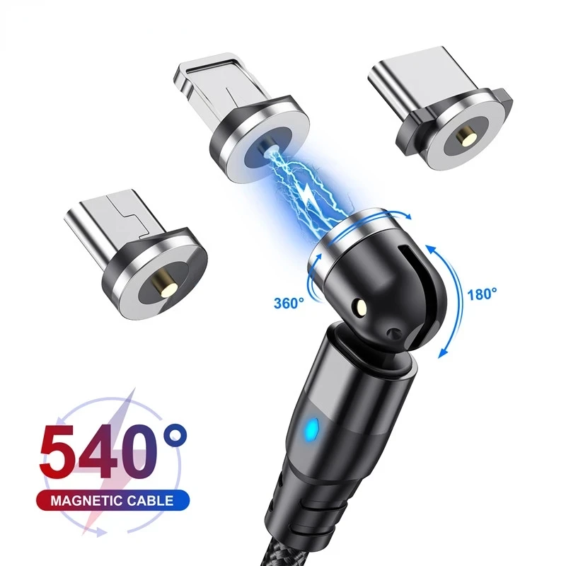 

540 Degree Roating Cable Micro USB Type C Phone Cable For iPhone11 Pro XS Max USB Cord Wire Cable 22