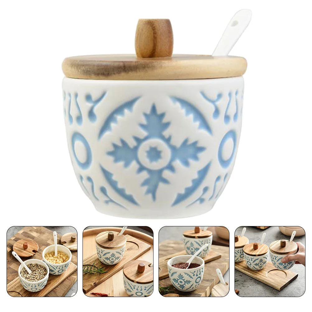 

Kitchen Seasoning Boxes Countertop Condiment Box Condiment Containers Ceramic Seasoning Pot Salt Container Spaghetti Container