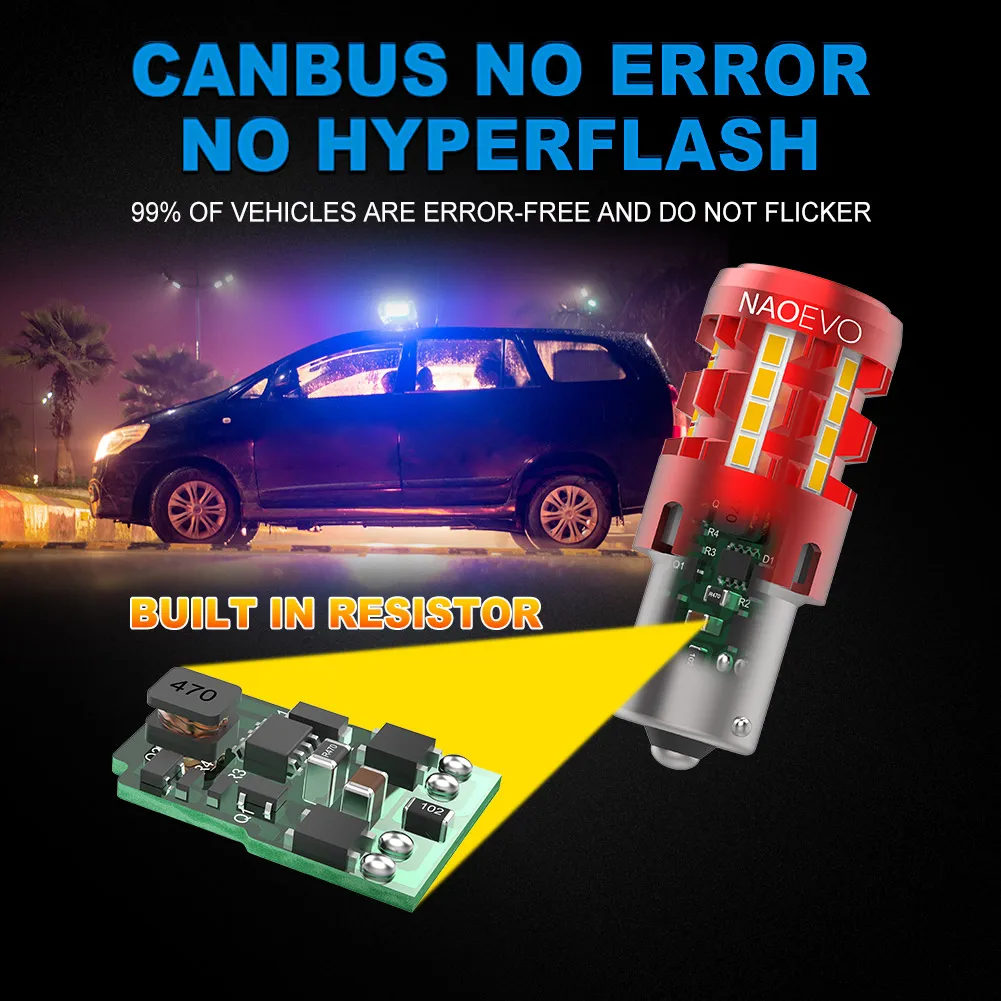 NaO 23 Вт P21W указатель поворота светодиодный Canbus 2500 лм без ошибок интерфейс BA15S 12 В/24