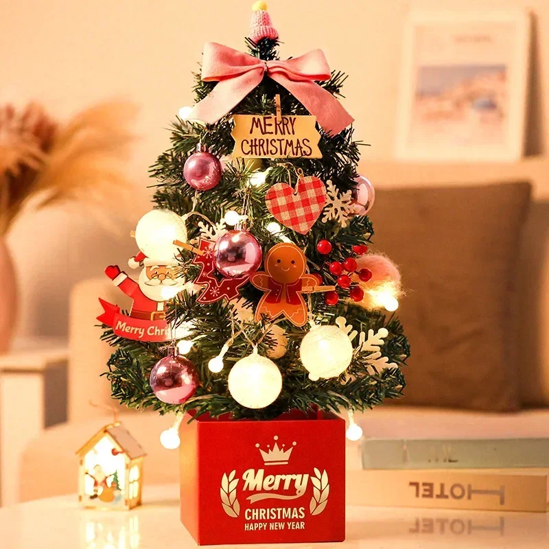 

30/45/60cm Mini Artificial Christmas Tree Flocking DIY Desktop Decoration Set Home arbolitos de navidad Party New Year Gift